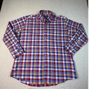 Sero by Forsyth Men XL Red Blue Checked Long Sleeve Button Front Preppy Shirt